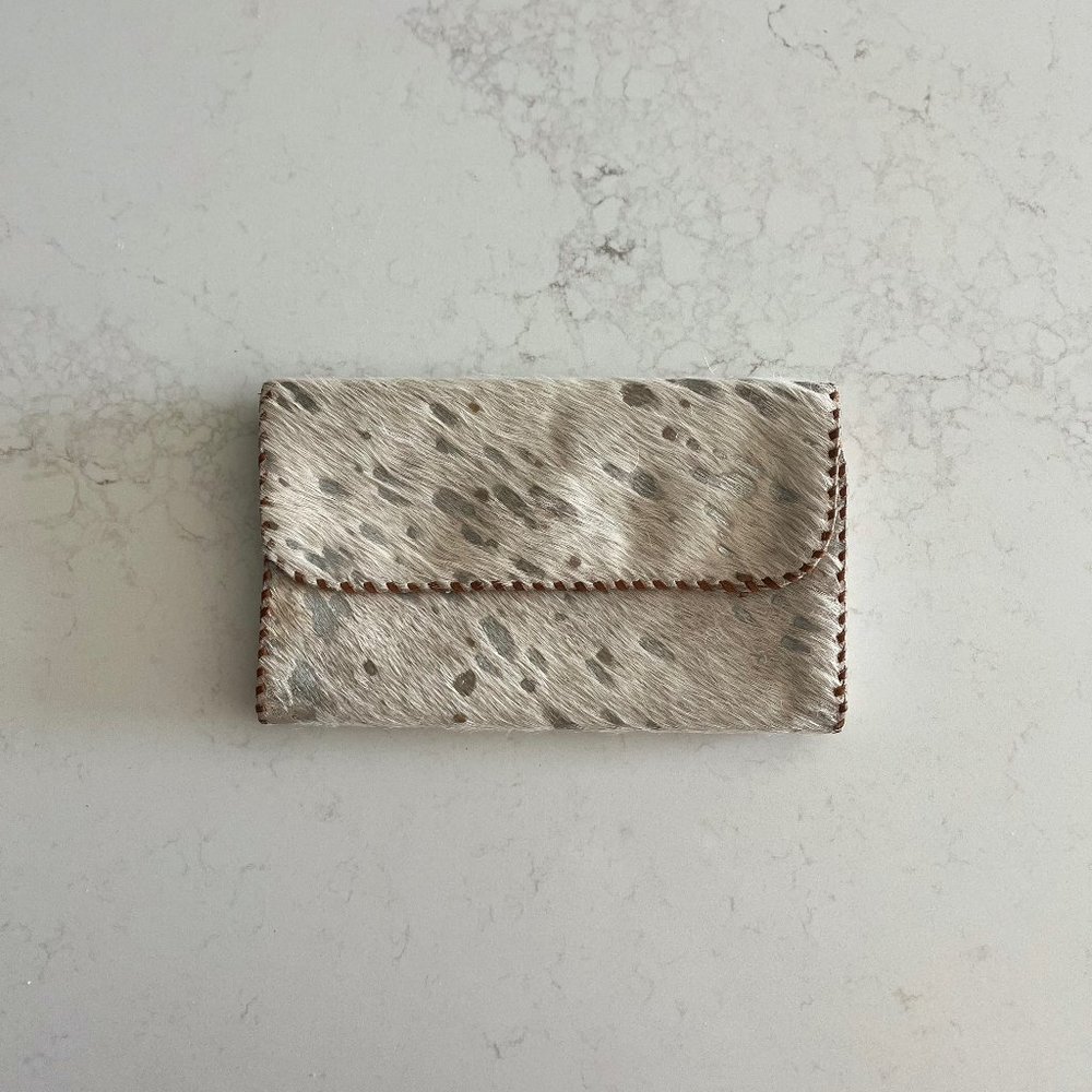 Leather Metallic Silver Cowhide Wallet